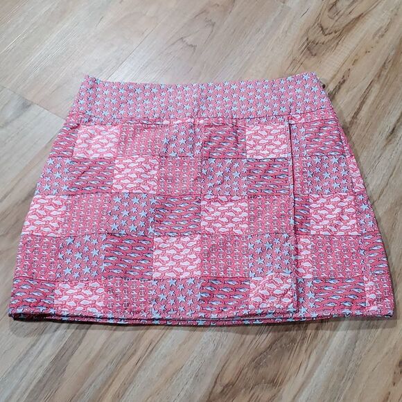 ☔️🔹️Vineyard Vines Pink & Blue Nautical Patchwork Wraparound Skirt Size 4 - Picture 1 of 8